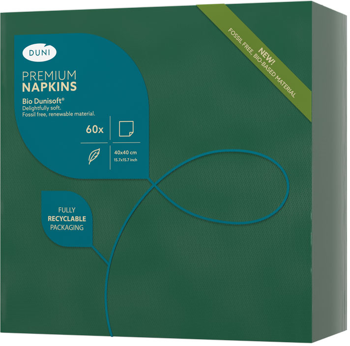 Serwetki Duni Bio Dunisoft, 40x40cm, 60 sztuk, ciemnozielony