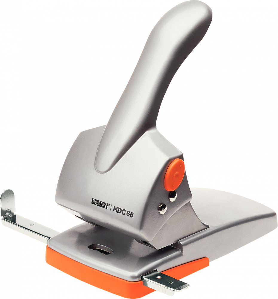 Dziurkacz Rapid Fashion HDC65, do 65 kartek, srebrno-pomarańczowy
