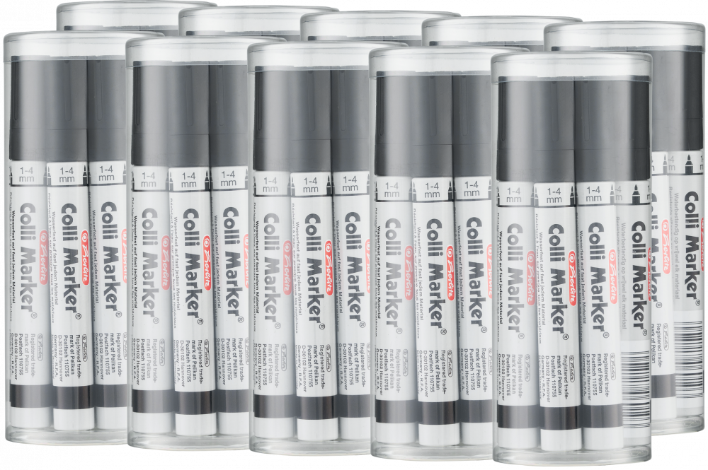 100x Marker permanentny Herlitz Colli, okrągła, 1- 4mm, czarny