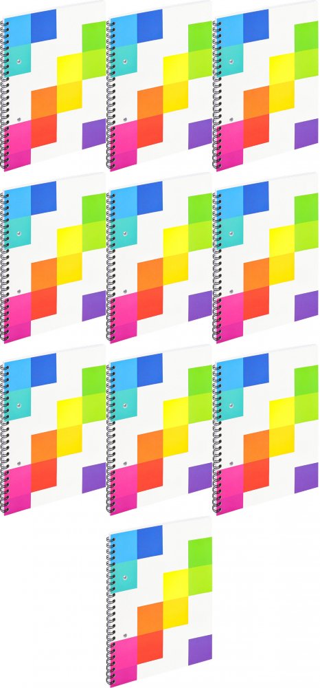 10x Kołonotatnik Grand A5M2, A5, w kratkę, 50 kartek, mix wzorów