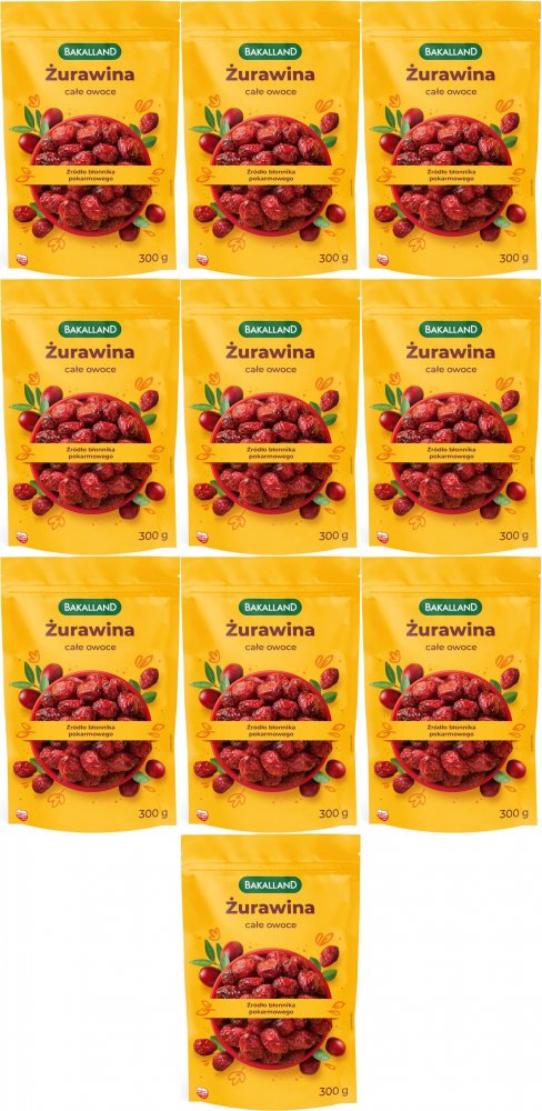 10x Żurawina całe owoce Bakalland, 300g