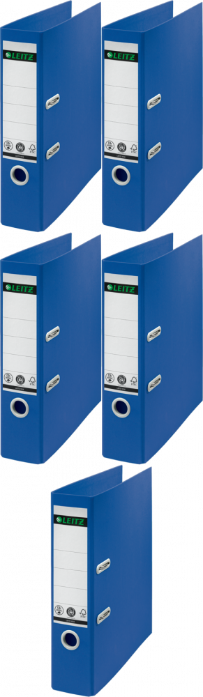 5x Segregator A4 Leitz 180° Recycle, 80mm, do 600 kartek, niebieski
