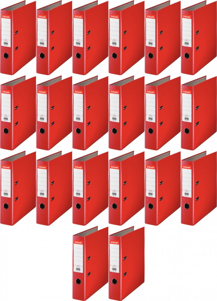 20x Segregator A4 Esselte, 75mm, do 500 kartek, ekonomiczny, czerwony