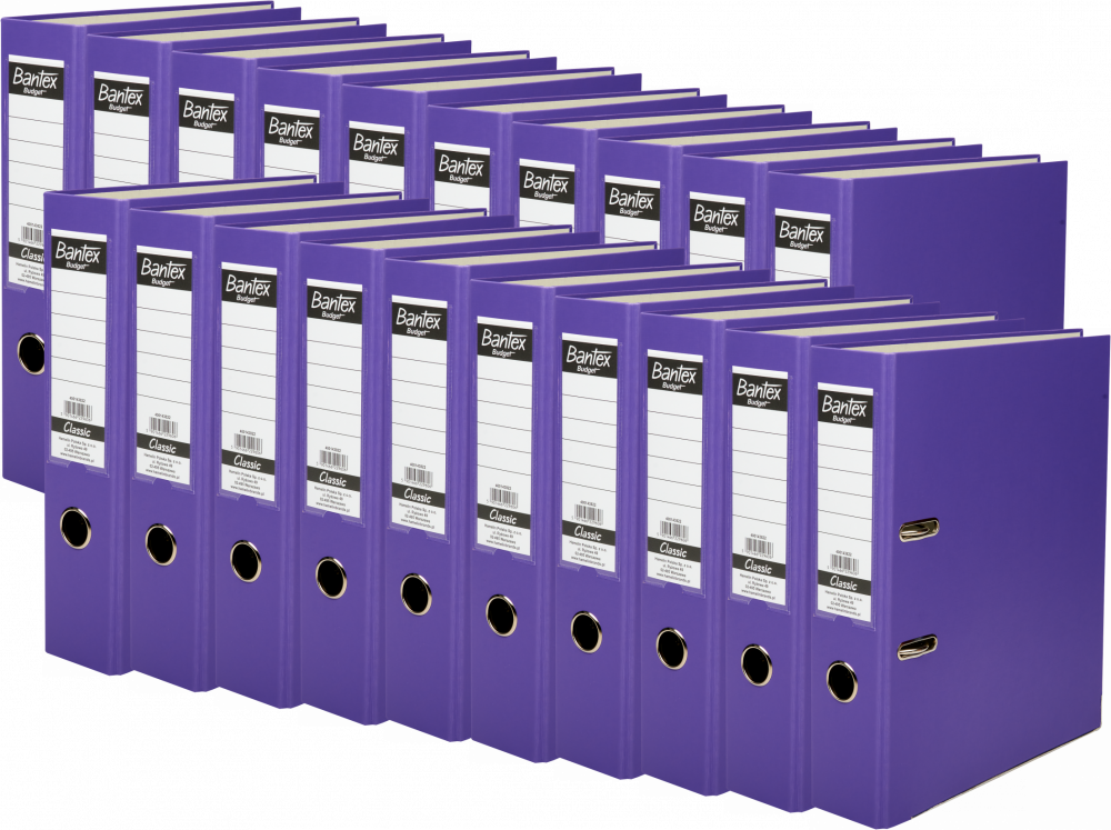 20x Segregator A4 Bantex Budget Classic, 75mm, do 500 kartek, fioletowy