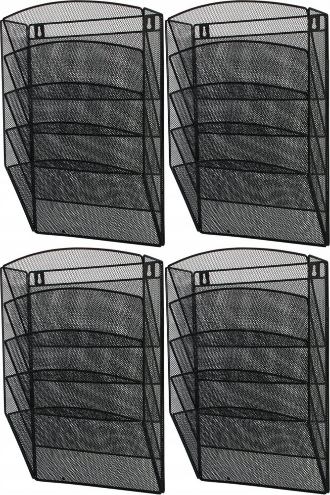4x Pojemnik na dokumenty Net M3175, 5 kieszeni, A4, czarny