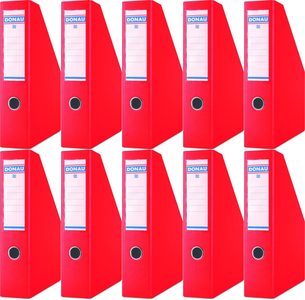 10x Organizer kartonowy na dokumenty Donau, A4, 75 mm, do 750 kartek czerwony