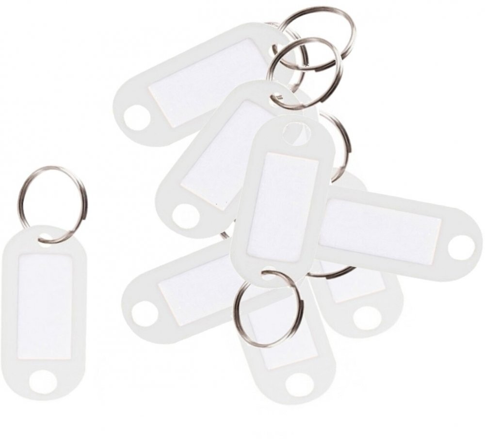 10x Zawieszki do kluczy D.Rect, plastik, 10 sztuk, biały