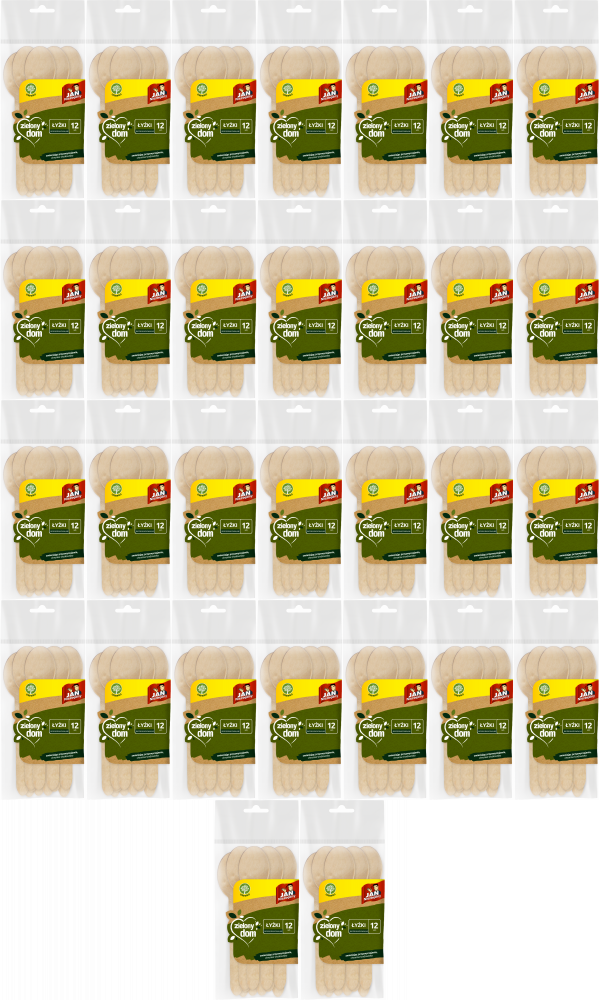 40x Łyżki jednorazowe Jan Niezbędny Zielony Dom, drewno, 12 sztuk, brązowy jasny