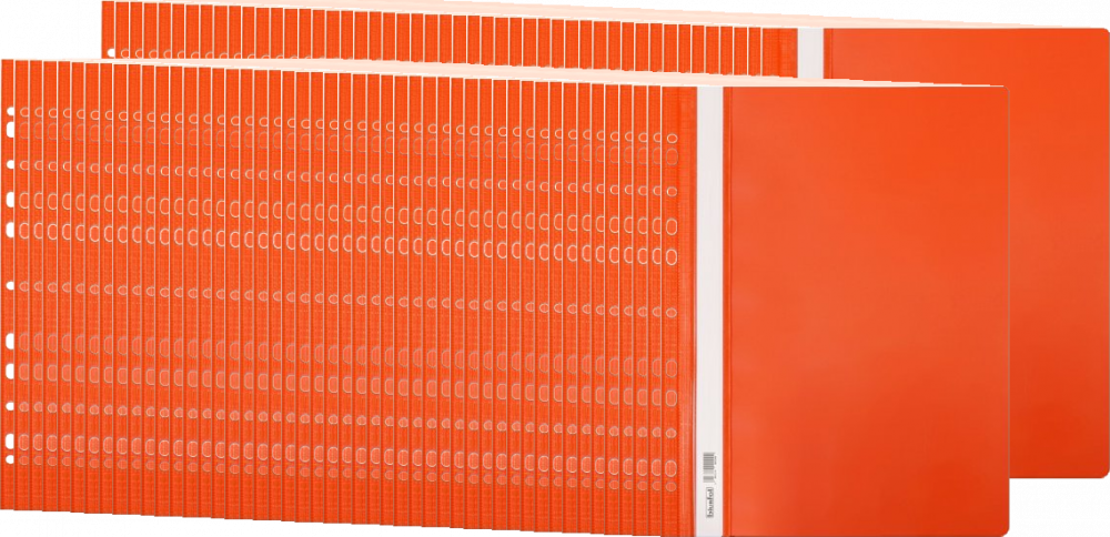 100x Skoroszyt plastikowy oczkowy Biurfol, twardy, A4, do 200 kartek, pomarańczowy