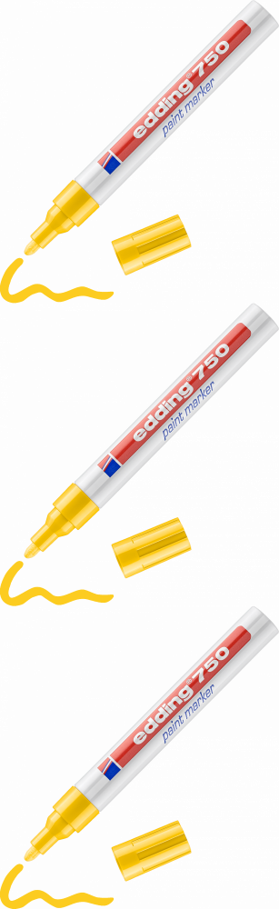 3x Marker olejowy edding 750, okrągła, 4mm , żółty