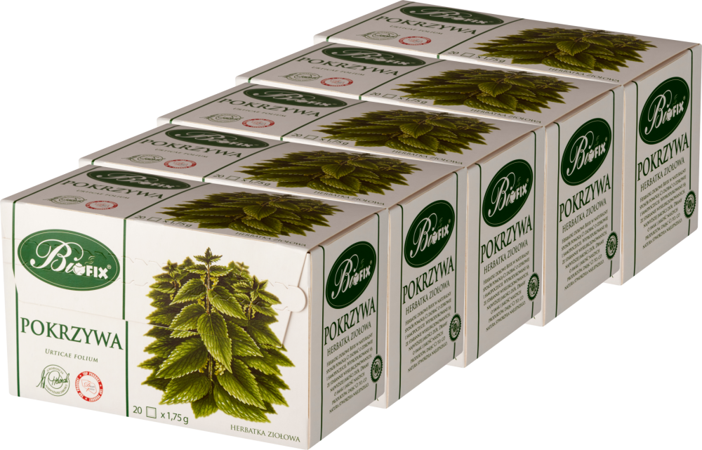 5x Herbatka ziołowa w torebkach Bifix, pokrzywa, 20 sztuk x 1.75g