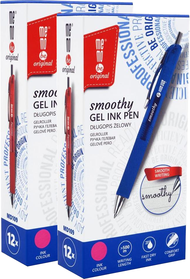 24x Długopis żelowy MemoBe Smoothy, 0.5mm, różowy