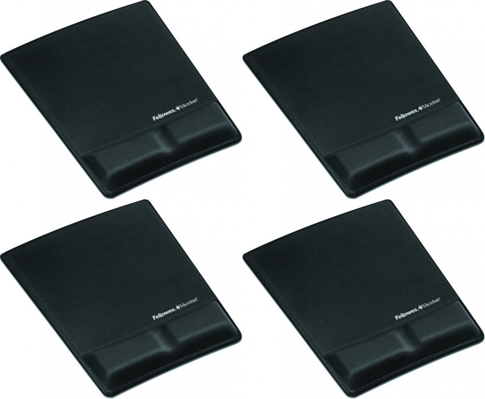 4x Podkładka pod mysz i nadgarstek Fellowes Health-V Fabric, 205x19x250mm, czarny
