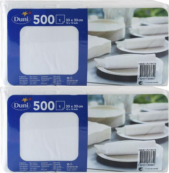 2x Serwetki bibułkowe Duni, 33x33cm, 1-warstwowe, 500 sztuk, biały