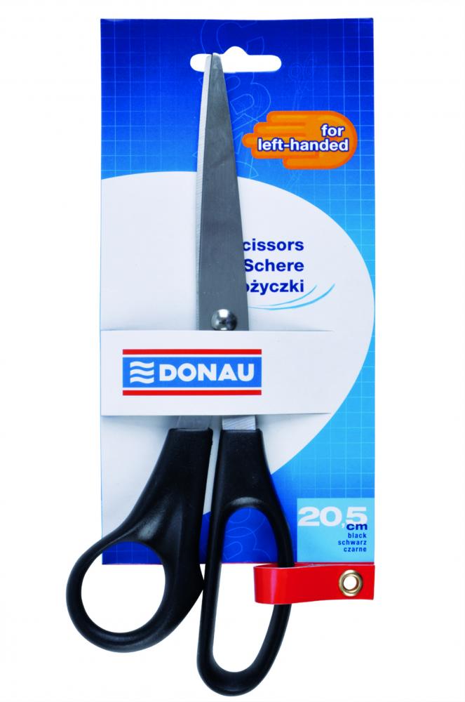 Nożyczki biurowe Donau, dla leworęcznych, 20.5cm, czarny