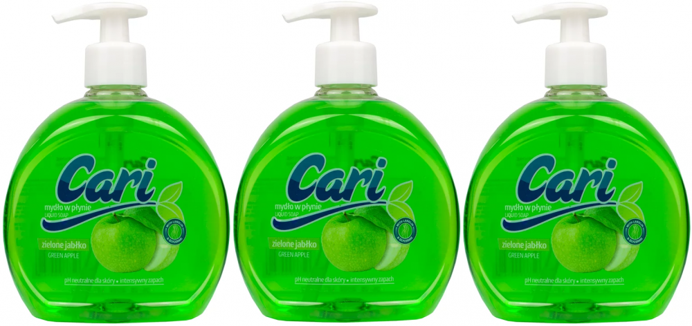 3x mydło w płynie Cari, jabłkowy, z dozownikiem, 500ml