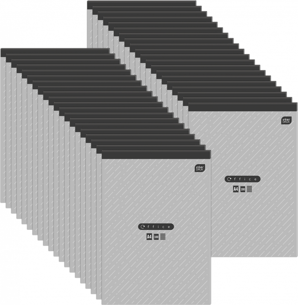 40x Blok biurowy w kratkę Interdruk, A4, 100 kartek, mix wzorów
