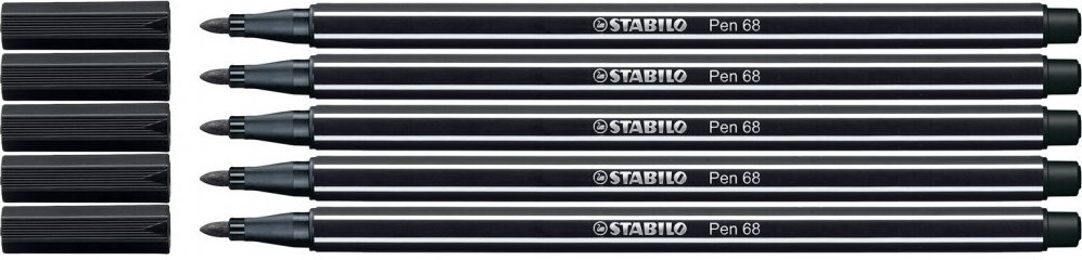 5x Pisak Stabilo Pen 68/46, okrągła, 1mm, czarny