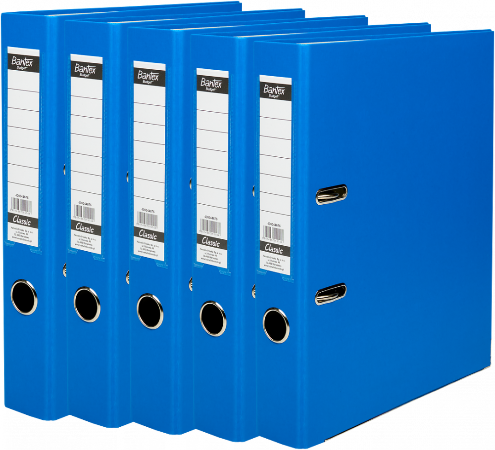 5x Segregator A4 Bantex Budget Classic, 50mm, do 350 kartek, niebieski