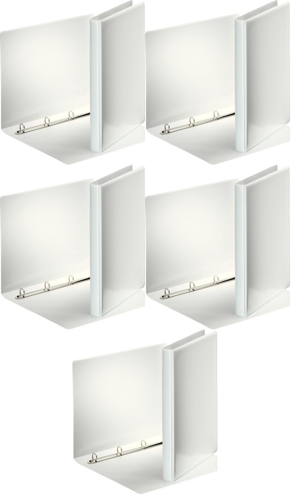 5x Segregator prezentacyjny Esselte Panorama, A4, szerokość grzbietu 30mm, do 140 kartek, 4 ringi, biały