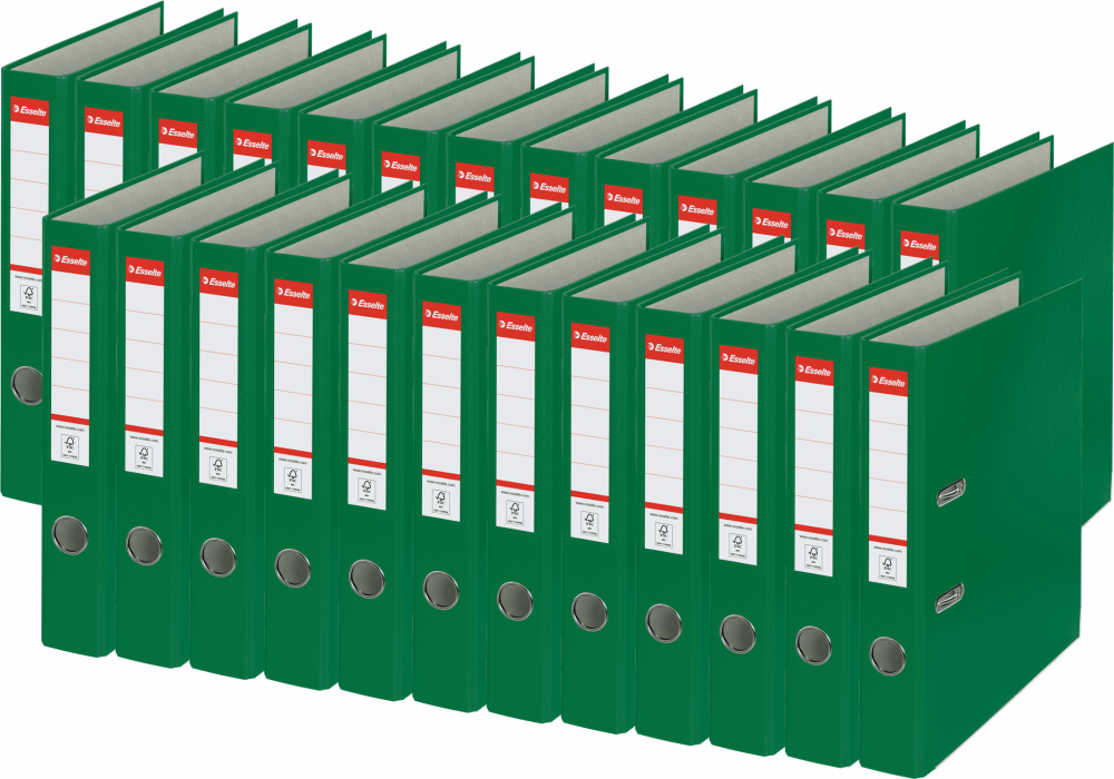 25x Segregator A4 Esselte, 50mm, do 350 kartek, ekonomiczny, zielony