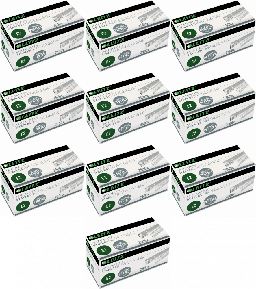 10x Zszywki Leitz Electric, typ E2, 2500 szt, srebrny