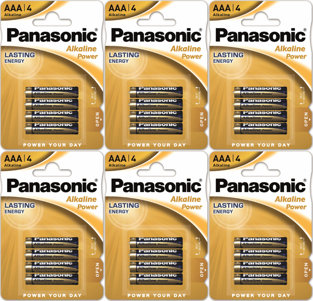6x Bateria alkaliczna Panasonic Alkaline Power, AAA, 1.5V, LR03, 4 sztuki