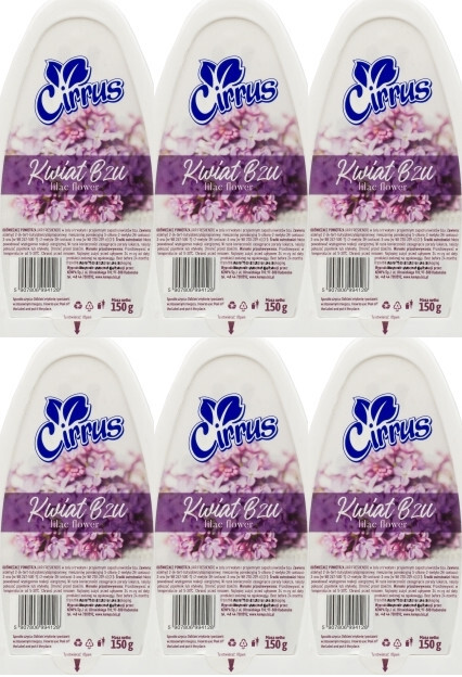 6x Odświeżacz powietrza Cirrus, kwiat bzu, żel, 150g