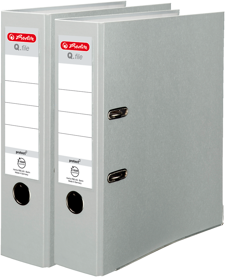 2x Segregator A4 Herlitz Q.file, 80mm, szary