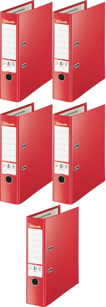 5x Segregator A4 Esselte No.1 Vivida Plus, 80mm, do 600 kartek czerwony