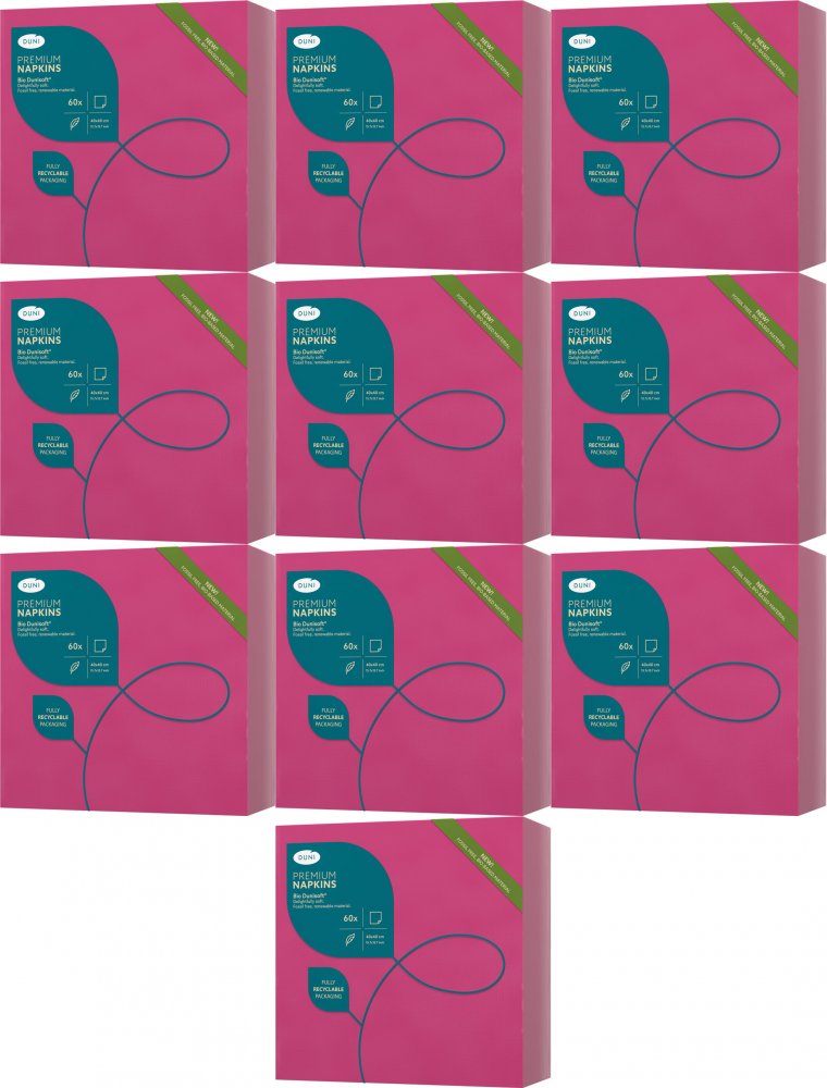 10x Serwetki Duni Bio Dunisoft, 40x40cm, 60 sztuk, fuksja