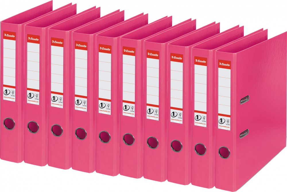 10x Segregator A4 Esselte No.1 Power, 50mm, do 350 kartek fuksja