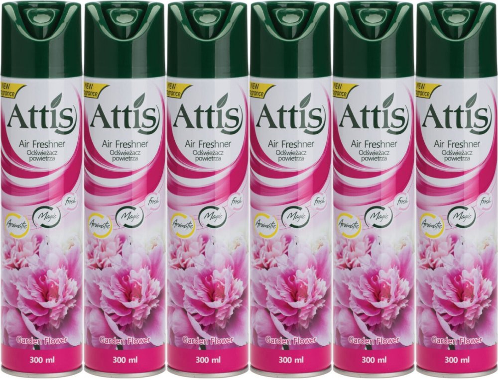 6x Odświeżacz powietrza Attis Gold Drop, spray, Garden Flower, 300ml