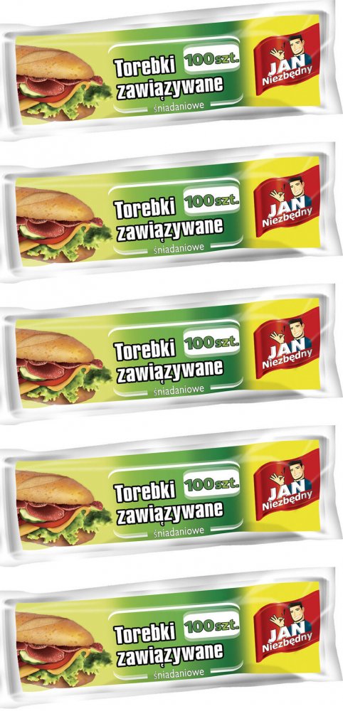 5x Torebki śniadaniowe Jan Niezbędny, zawiązywane 100 sztuk, jasnozielony