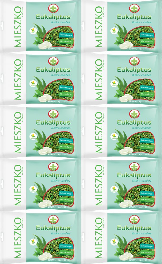 10x Cukierki Mieszko Eukaliptus, eukaliptusowo-miętowy, 1kg
