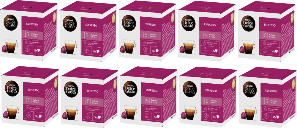 10x Kapsułki do ekspresu Nescafe Dolce Gusto Espresso Extra Crema, 16 sztuk