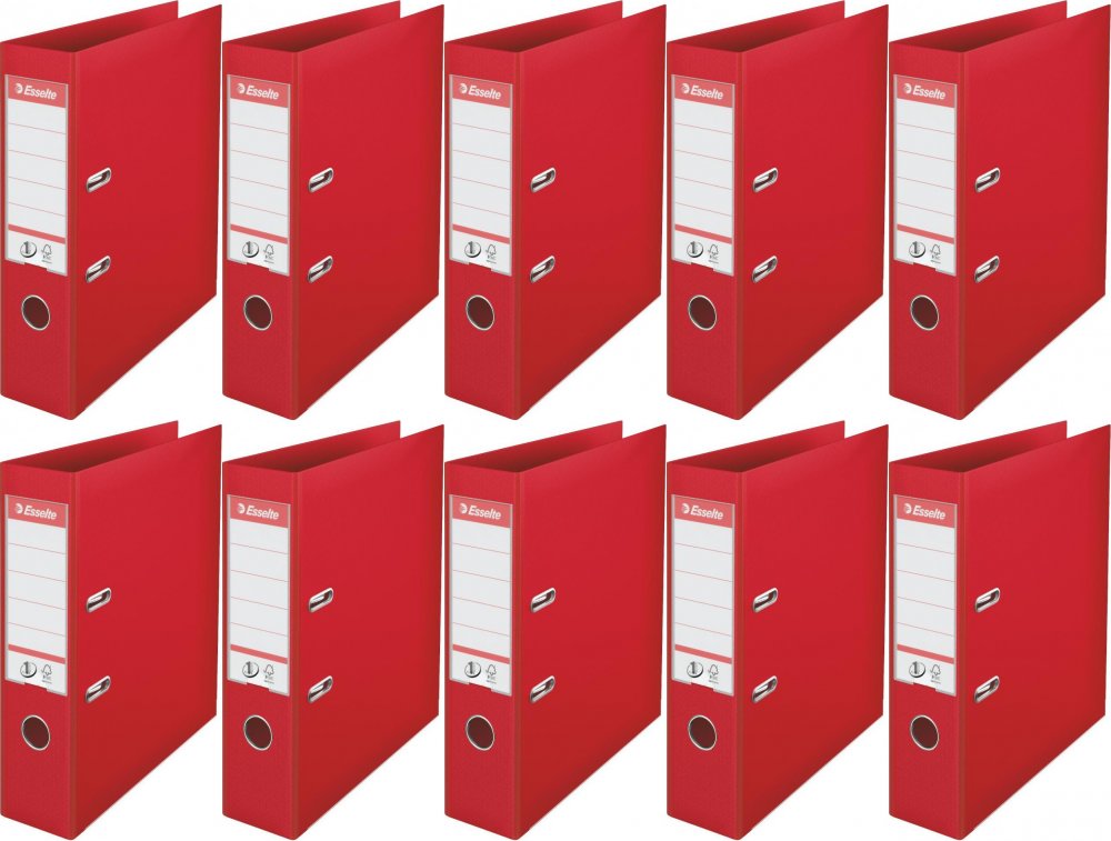 10x Segregator A4 Esselte No.1 Power, 75mm, do 500 kartek czerwony