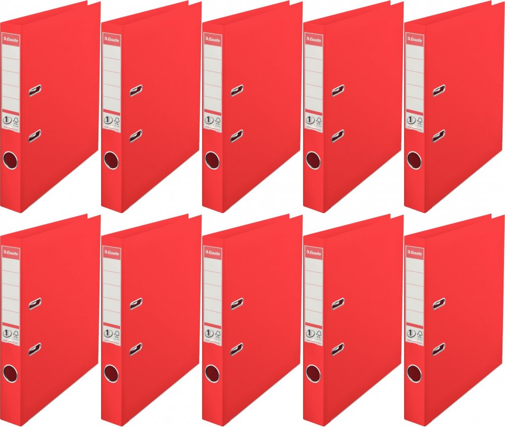 10x Segregator A4 Esselte Vivida No.1 Power, 50mm, do 350 kartek czerwony
