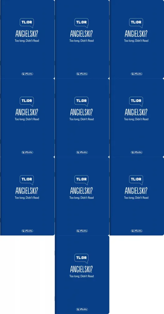 10x Zeszyt przedmiotowy w kratkę Herlitz J. Angielski, A5, miękka oprawa, 60 kartek, granatowy