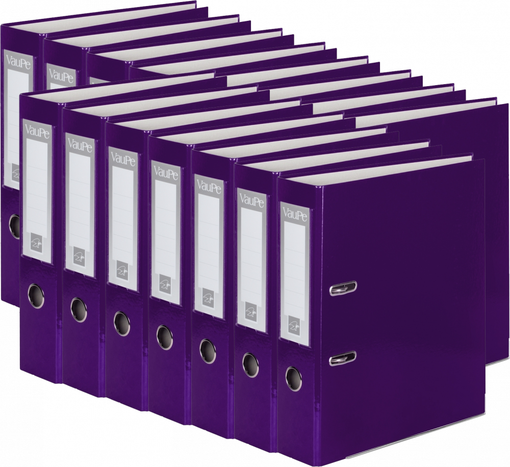 15x Segregator A4 VauPe FCK, 75mm, do 500 kartek, fioletowy
