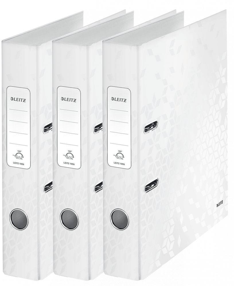 3x Segregator A4 Leitz Wow 180°, 50mm, do 350 kartek biały