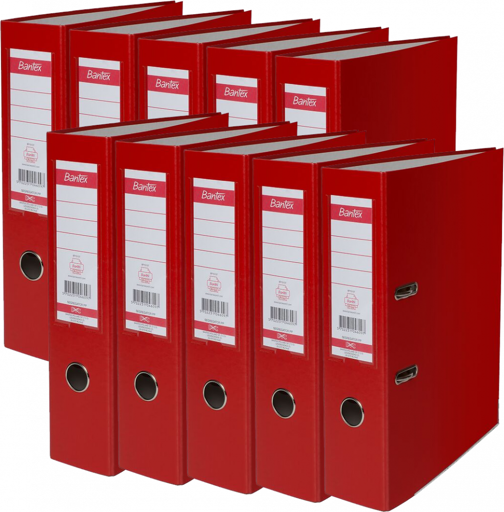 10x Segregator A4 Bantex XXL, 80mm, do 600 kartek czerwony