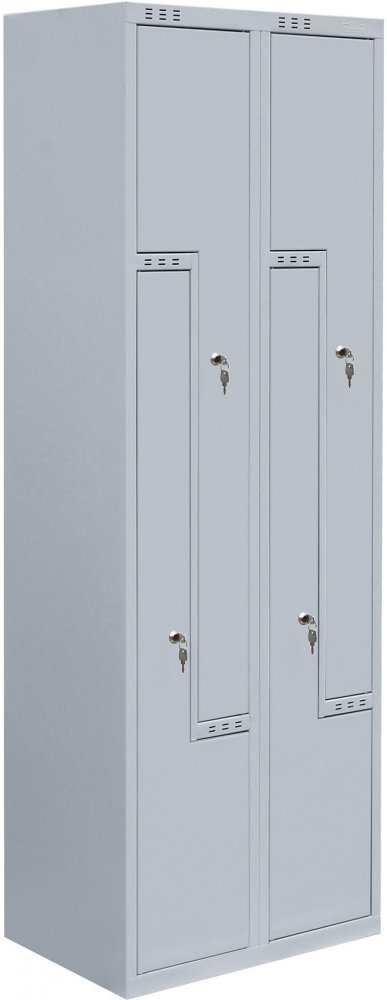 Szafa ubraniowa Metalkas, metal, 1800x600x400mm, grubość blachy 0.5mm, z drzwiami w kształcie litery L, szary