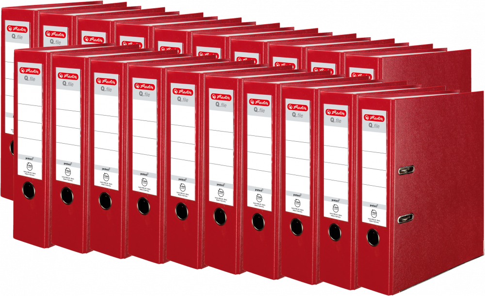 20x Segregator A4 Herlitz Q.file, 80mm, czerwony