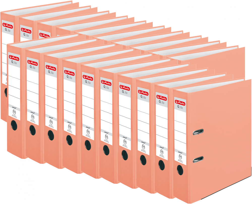 20x Segregator A4 Herlitz Q.file, 80mm, łososiowy