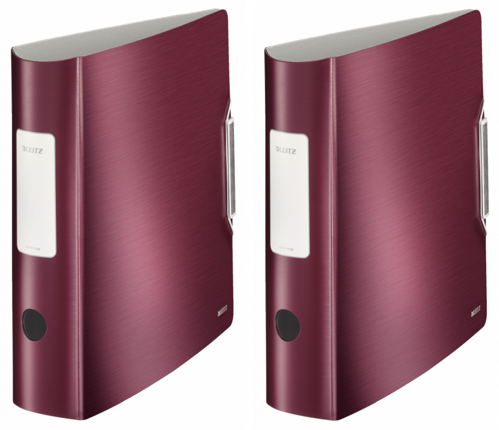 2x Segregator A4 Leitz 180° Active Style, 82mm, do 500 kartek, ciemnoczerwony