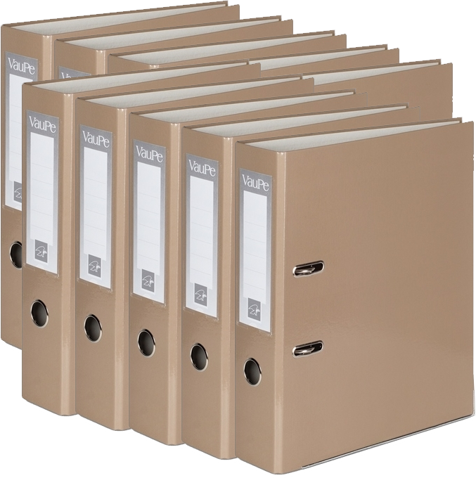 10x Segregator A4 VauPe FCK, szerokość grzbietu 75mm, do 500 kartek, kakaowy