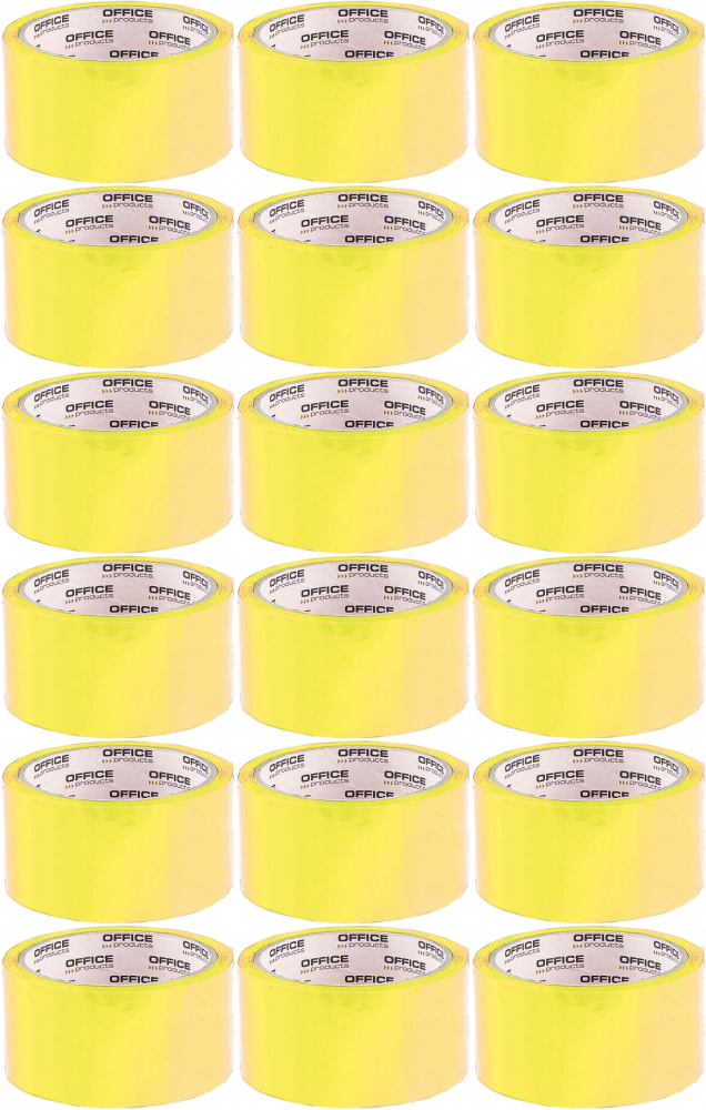 18x Taśma pakowa Office Products, akryl, 48mmx50yd, żółty