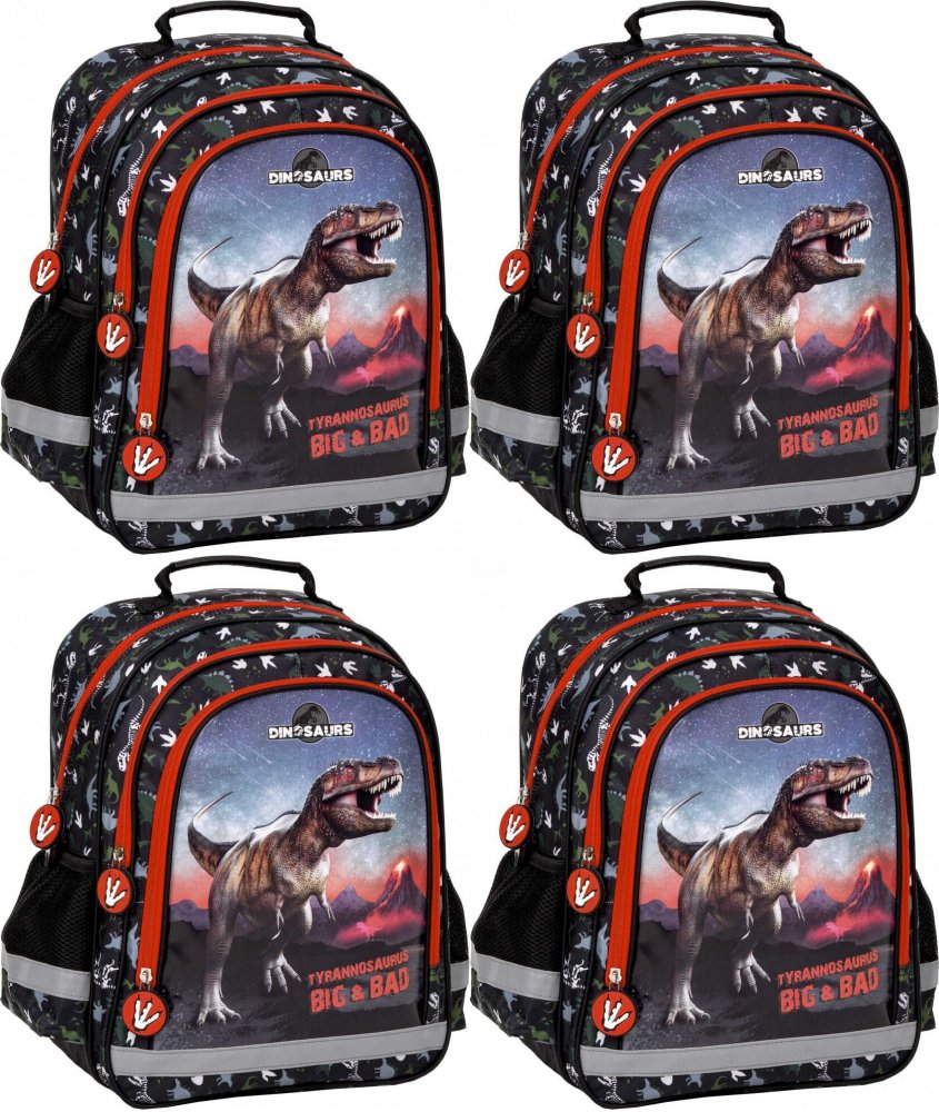 4x Plecak szkolny Derform 15 B Dinozaur 17, dwukomorowy, 18l, 38x28x18cm