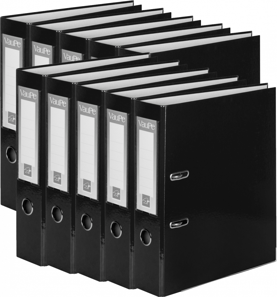 10x Segregator A4 VauPe FCK, 75mm, do 500 kartek, czarny